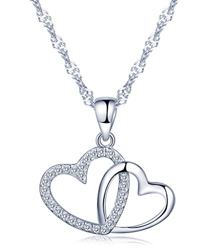 Unendlich U Einzigartig Ineinander Verschlungene Herzen Damen Halskette 925 Sterling Silber Zirkonia Anhänger Kettenanhänger, Silber Unendlich U Einzigartig Ineinander Verschlungene Herzen Damen Halskette 925 Sterling Silber Zirkonia Anhänger Kettenanhänger, Silber von Infinite U
