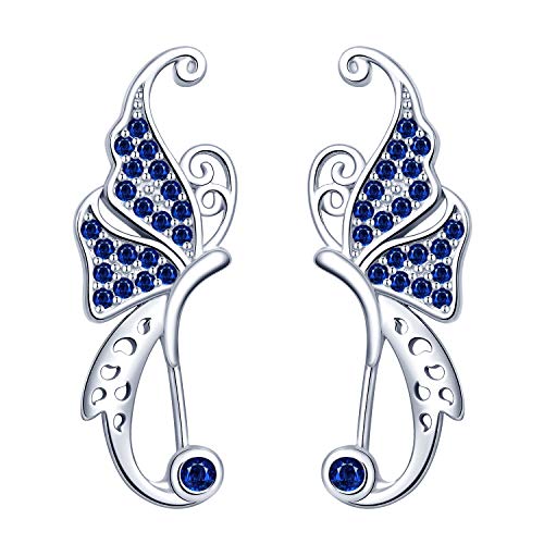 Unendlich U Einzigartig Schmetterling Damen Ohrklemme 925 Sterling Silber Zirkonia Ohrringe Ohrstecker Ear Cuff Ohrschmuck in Verschiedenen Farben von Unendlich U