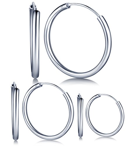 Unendlich U Elegant Simpel Damen Ohrringe 925 Sterling Silber Poliert Rund 30-50mm Creolen Ohrhänger Ohrschmuck(3 Paar) von Unendlich U