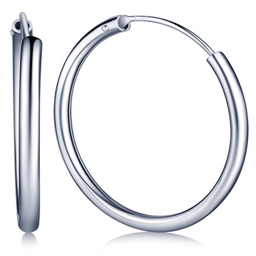 Unendlich U Elegant Simpel Damen Ohrringe 925 Sterling Silber Poliert Rund 30mm Creolen Ohrhänger Ohrschmuck(1 Paar) von Unendlich U