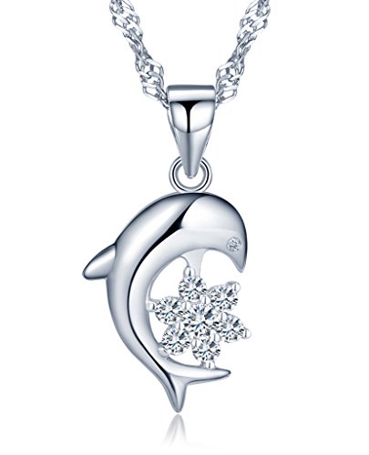 Unendlich U Fashion Damen Halskette Delphin Sterne 925 Sterling Silber Zirkonia Kettenanhänger von Unendlich U