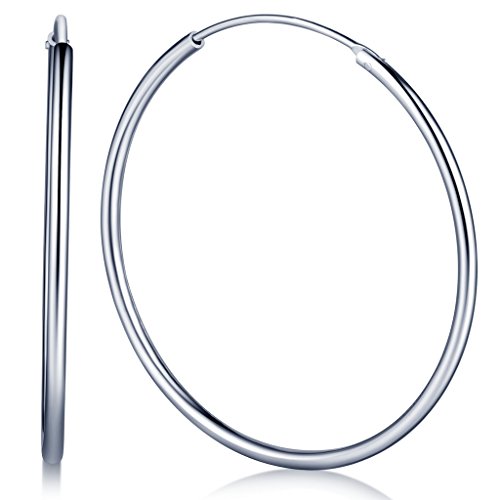 Unendlich U Fashion Simpel Poliert Matt Rund 20mm Creolen 925 Sterling Silber Damen Ohrringe Ohrhänger Ohrschmuck von Infinite U