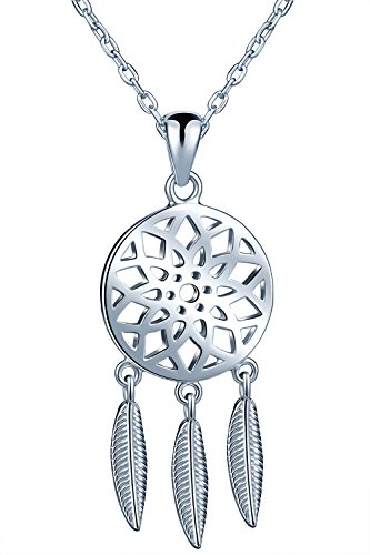 Unendlich U Fashion Traumfänger Damen Mädchen Halskette 925 Sterling Silber Anhänger Verstellbare Kette, Silber von Unendlich U