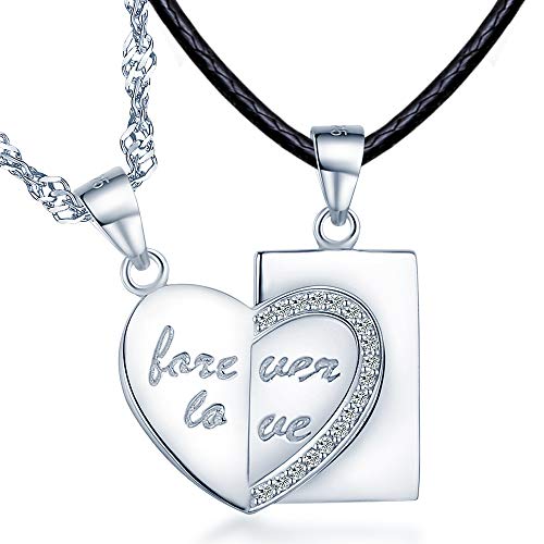 Unendlich U“Forever Love" Partner-Ketten mit Laser-Gravur Partnerschmuck 925 Sterling Silber Anhänger Paar Halskette Geschenk für Liebste von Unendlich U