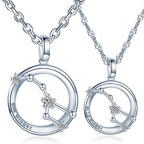 Unendlich U Grosser Wagen Anhänger Liebe Motiv Partner-Ketten Herren/Damen/Paar Kette 925 Sterling Silber Halskette Geschenk für Liebste von Unendlich U