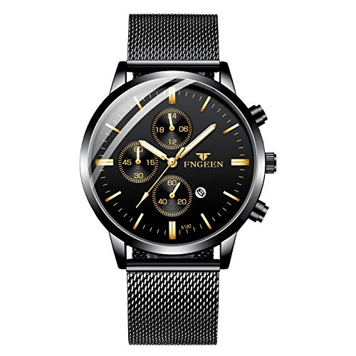 Unendlich U Herren Uhr Analog Quarzuhr Armbanduhr 30 M wasserdichte Edelstahl Mesh Armband Multifunktionszifferblättern Kalender Stoppuhr für Mann Business Uhren von Unendlich U