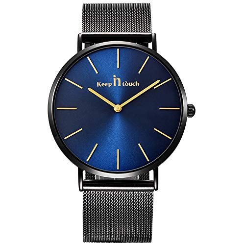 Unendlich U Herren Uhren Armbanduhr Edelstahl Mesh Armband Mode Wasserdicht Analog Quarzuhr Uhr-Herren mit Milanaise-Armband Römische Zifferblatt von Unendlich U