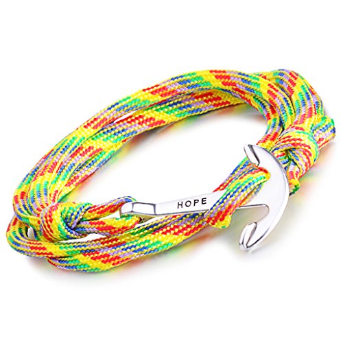 Unendlich U "Hope Anker Damen Herren Charm Armband Geflochten Nylonseil Legierung Wickelarmband Multilayer Armreifen, Mehrfarbig von Infinite U