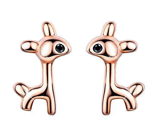 Unendlich U Mini Reh Hirsch Ohrstecker 925 Sterling Silber Mädchen Ohrringe Ohrschmuck, Rosegold von Unendlich U