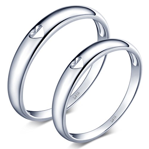 Unendlich U Simpel Hohl Herz 925 Sterling Silber Glatt Paar Band Ringe Eheringe Trauringe Verlobungsringe Partnerringe Freundschaftringe, Größe 51 von Unendlich U