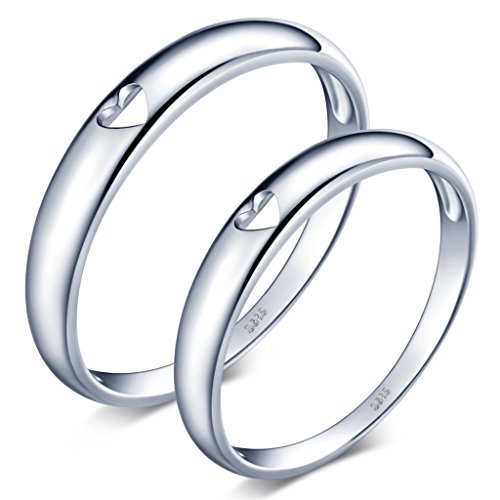 Unendlich U Simpel Hohl Herz 925 Sterling Silber Glatt Paar Band Ringe Eheringe Trauringe Verlobungsringe Partnerringe Freundschaftringe, Größe 52 von Infinite U