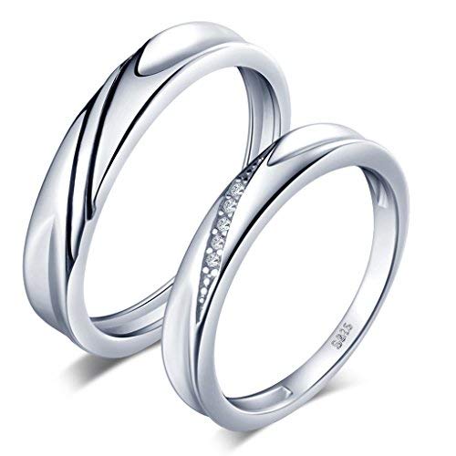 Unendlich U Simpel Welle 925 Sterling Silber Zirkonia Paar Band Ringe Eheringe Trauringe Verlobungsringe Partnerringe, Größe 63 von Unendlich U