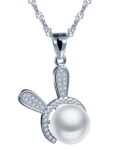 Unendlich U Süß Hase Kaninchen Damen Halskette 925 Sterling Silber Zirkonia Perle Anhänger Kette mit Anhänger, Silber von Unendlich U