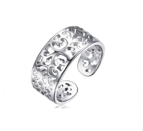 Unendlich U Wundershön Damen Ring 925 Sterling Silber Herz Bandring Verstellbare Größe von 49 (15.6) bis 60 (19.1) von MicLee