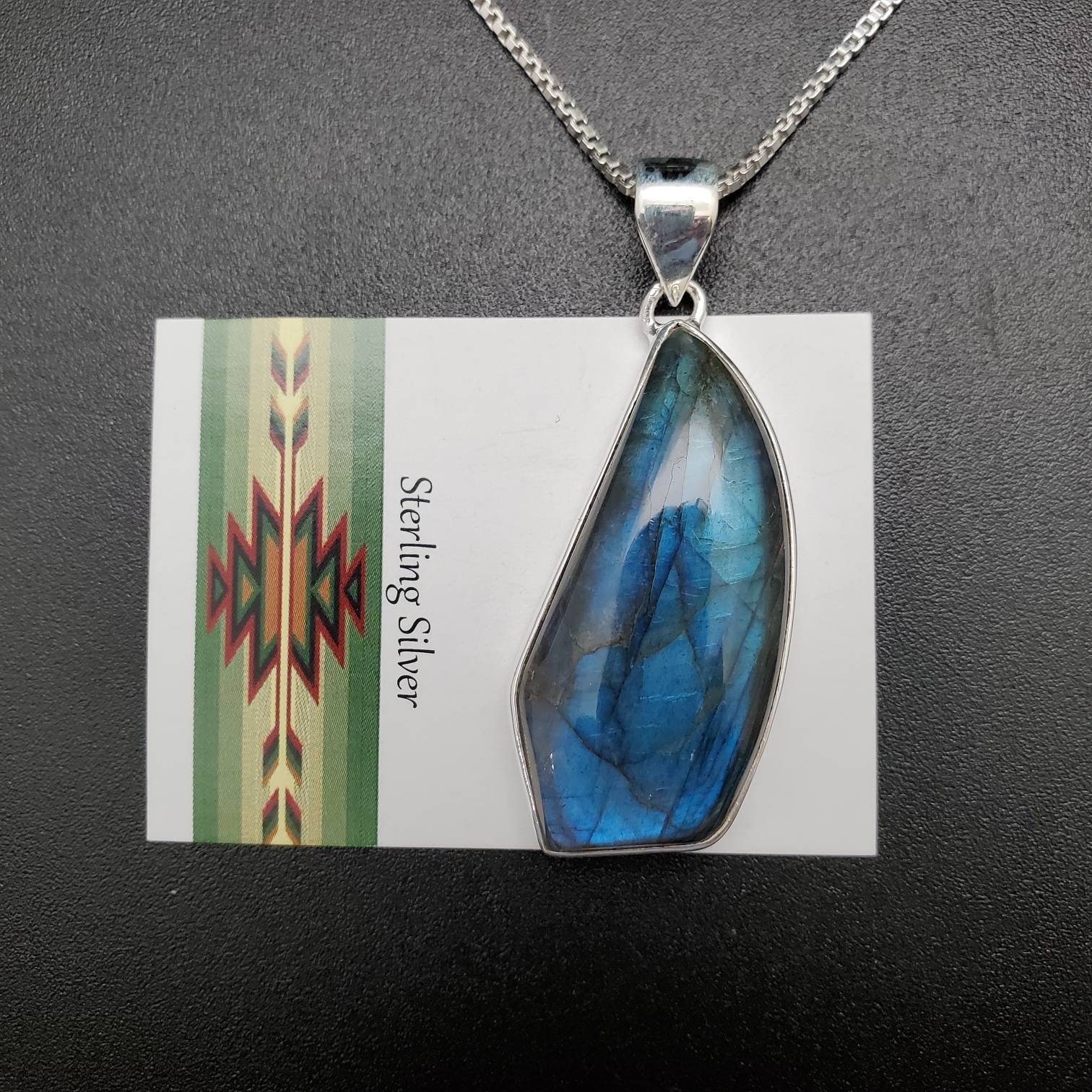 Ankerkette #a137 | Groß Frei Geformter Labradorit Anhänger Mit Silberkette Halskette Sterling Silber Heilstein von UnforgetSilver