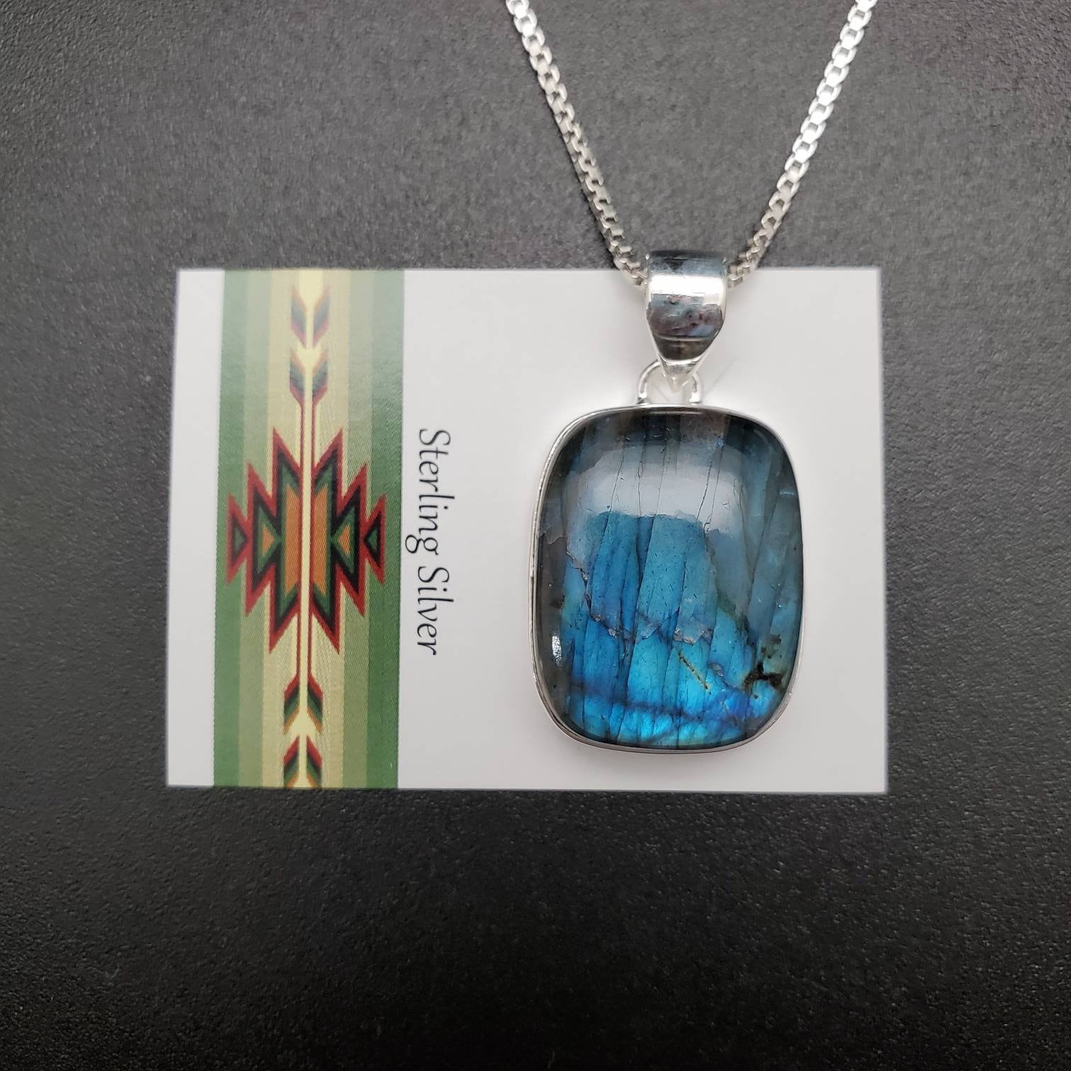 Ankerkette #a141 | Groß Frei Geformter Labradorit Anhänger Mit Silberkette Halskette Sterling Silber Heilstein von UnforgetSilver