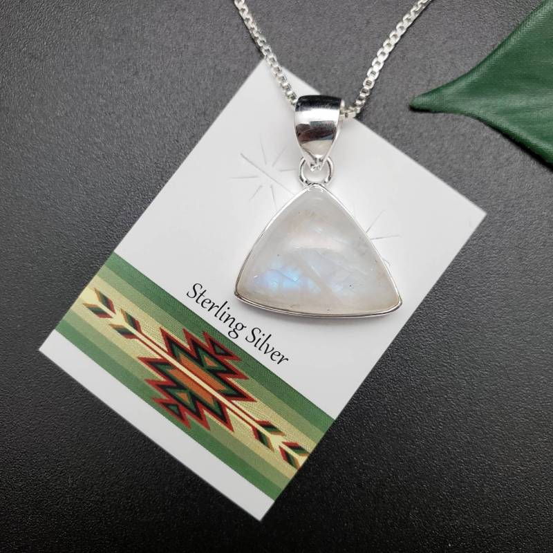 Ankerkette #a156 | Großer Regenbogen Mondstein Anhänger Mit Silber Kette Halskette Sterling Heilstein von UnforgetSilver