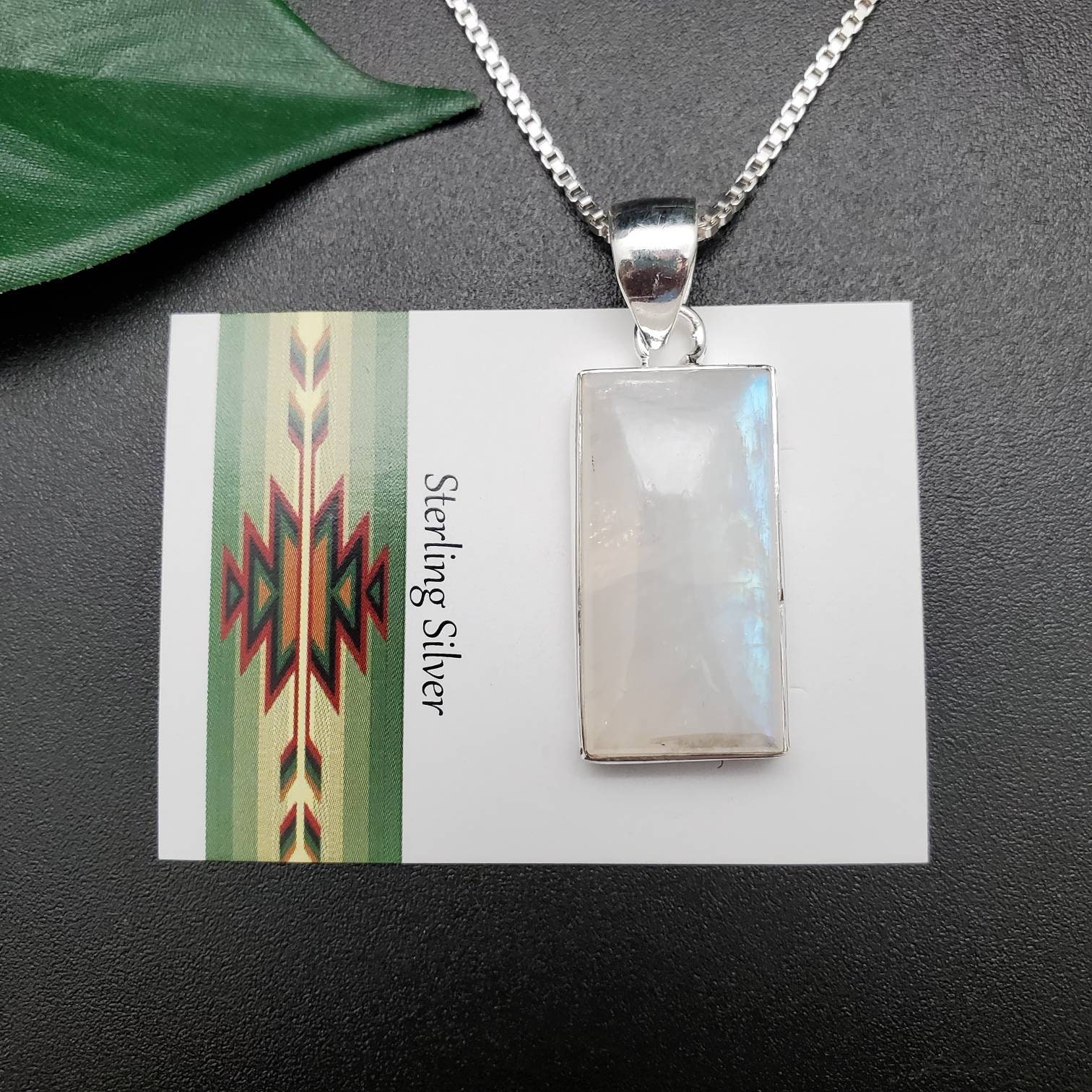 Ankerkette #a158 | Großer Regenbogen Mondstein Anhänger Mit Silber Kette Halskette Sterling Heilstein von UnforgetSilver