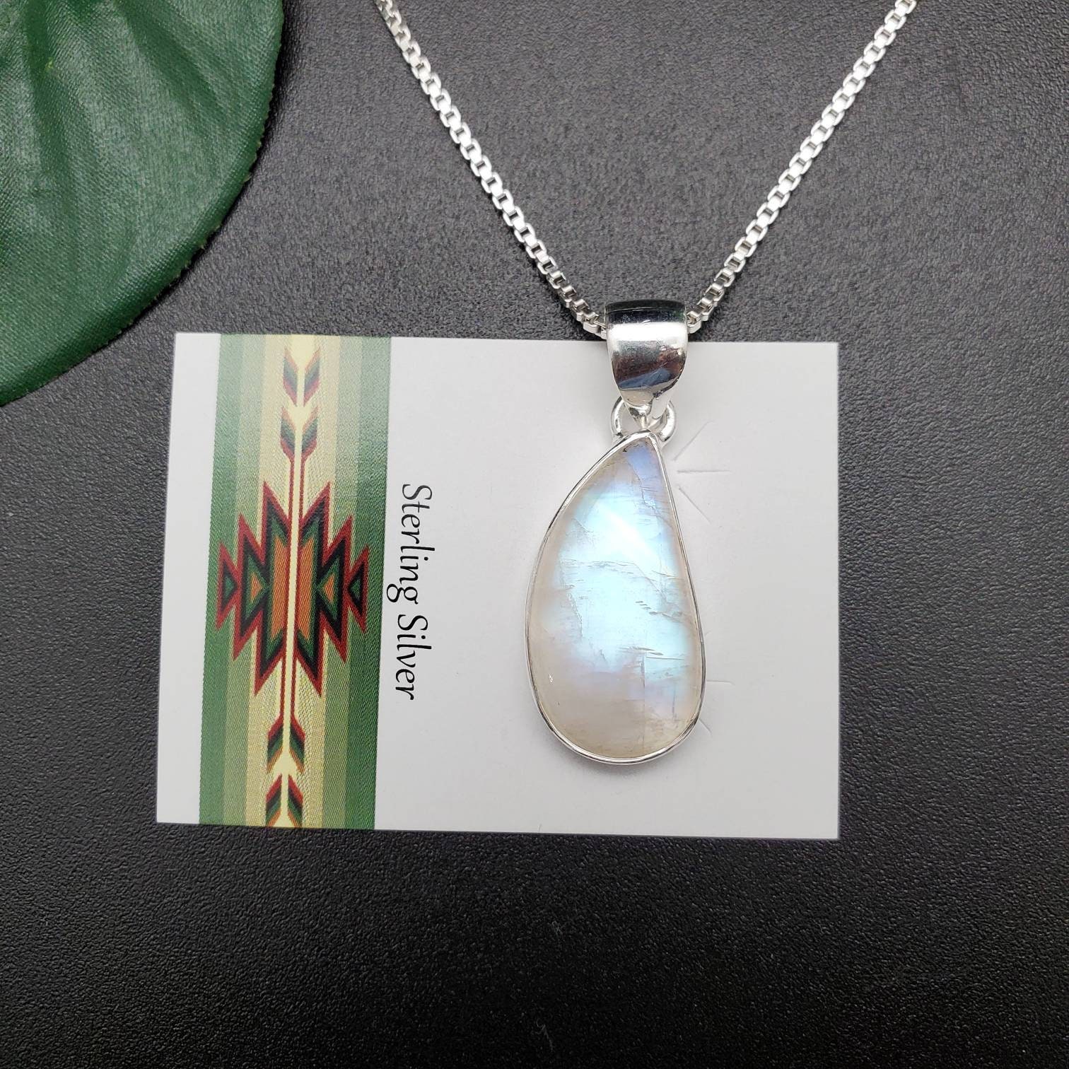 Ankerkette #a161 | Großer Regenbogen Mondstein Anhänger Mit Silber Kette Halskette Sterling Heilstein von UnforgetSilver