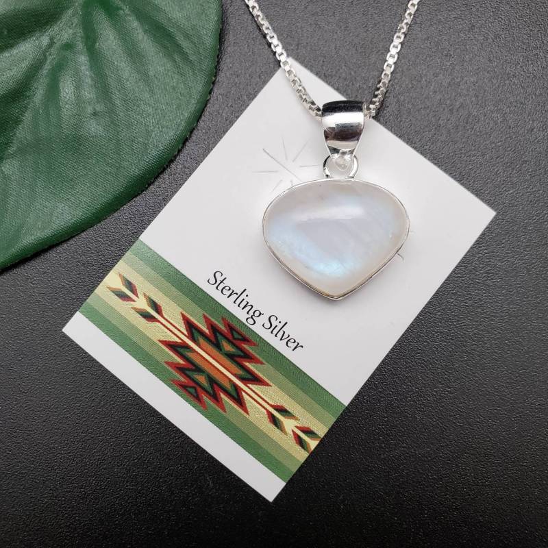 Ankerkette #a162 | Großer Regenbogen Mondstein Anhänger Mit Silber Kette Halskette Sterling Heilstein von UnforgetSilver