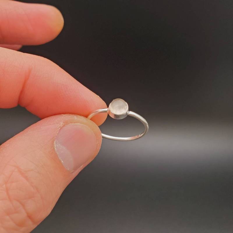 R-10369 | Zierlicher Rosenquarz Schlichter Ring Sterling Silber Mit Edelstein Damen Boho von UnforgetSilver