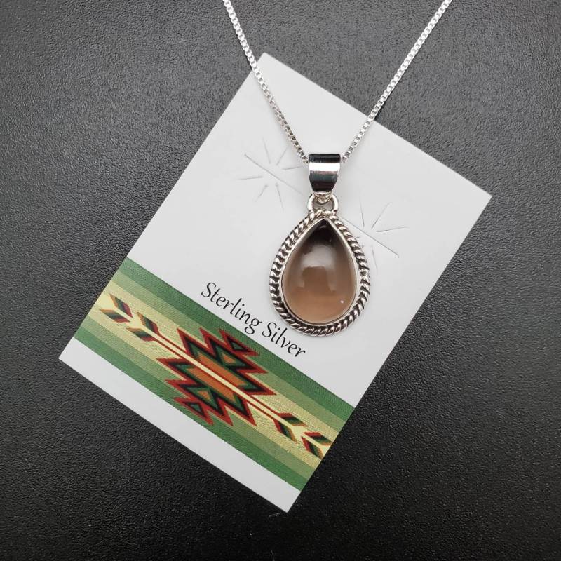 Sv #06 | 10 X 14 Mm Rauchquarz Tropfen Anhänger Mit Silberkette Halskette Silber Heilstein von UnforgetSilver