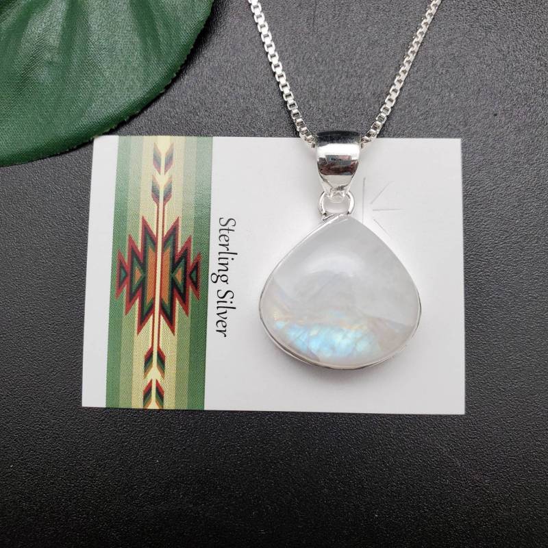 Sv #a159 | Großer Regenbogen Mondstein Anhänger Mit Silber Kette Halskette Sterling Heilstein von UnforgetSilver