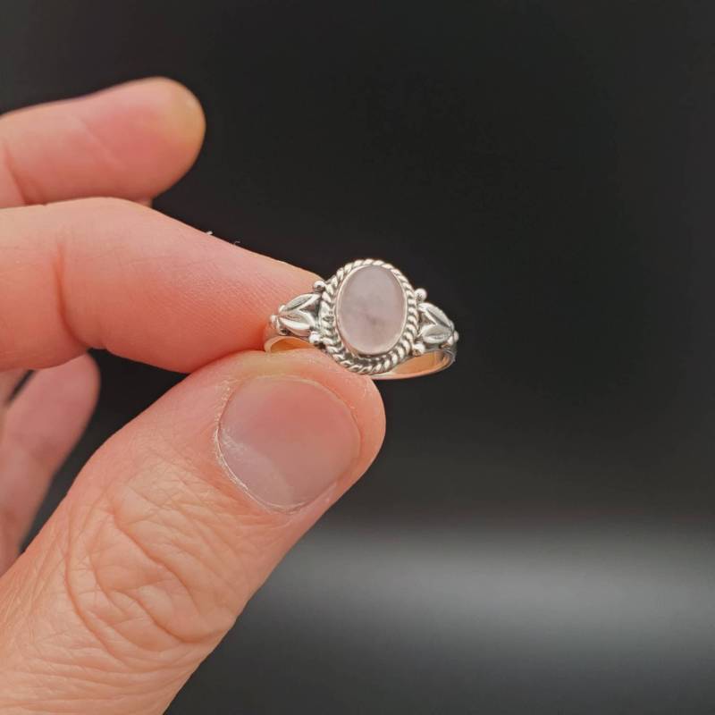 Zierlicher Ring | Sterling Silber Mit Rosenquarz Edelstein Damen Boho Schlichter R-10370 von UnforgetSilver