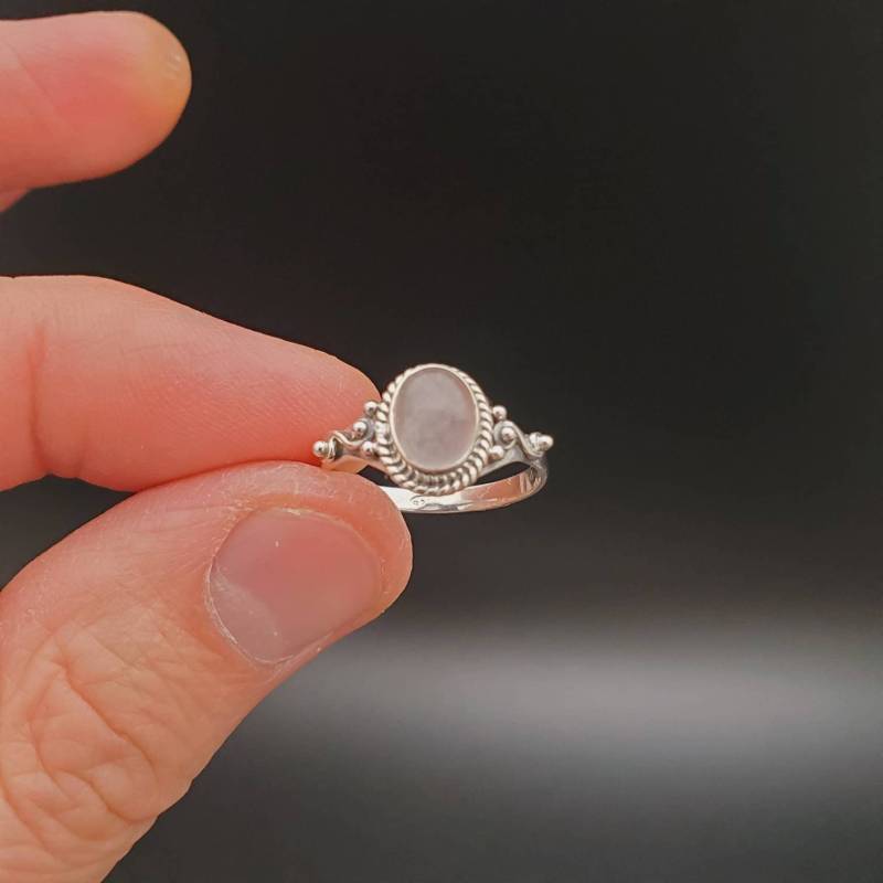 Zierlicher Ring | Sterling Silber Mit Rosenquarz Edelstein Damen Boho Schlichter R-10371 von UnforgetSilver