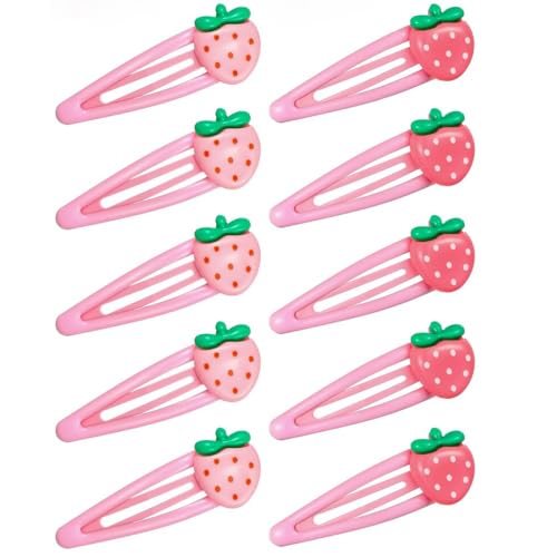 Erdbeer-Haarspangen für Damen, Metall, Rosa, dekorative Haarspangen, niedliche Haarspangen, Y2K, Haarschmuck für Mädchen, 10 Stück Erdbeer-Haarspangen für Damen, Metall, Rosa, dekorative Haarspangen, niedliche Haarspangen, Y2K, Haarschmuck für Mädchen, 10 Stück von UngVeil