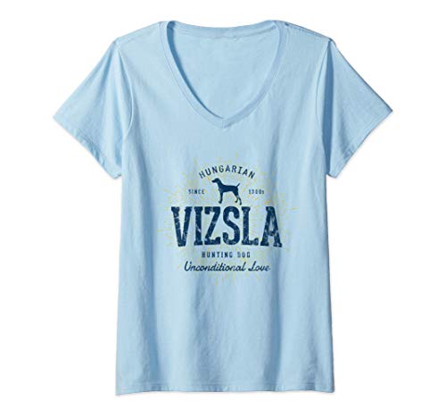 Damen Vizsla Geschenk Vintage Ungarischer Vizsla T-Shirt mit V-Ausschnitt von Ungarischer Vizsla Geschenke von Treaja