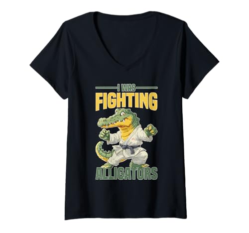 Damen I was Fighting Alligators Excuse Clumsy Story T-Shirt mit V-Ausschnitt Damen I was Fighting Alligators Excuse Clumsy Story T-Shirt mit V-Ausschnitt von Ungeschickte Ausrede wilde Humor