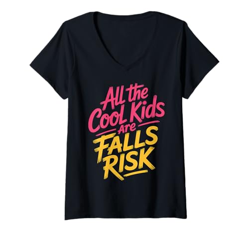 Damen All The Cool Kids Are Falls Risk Ungeschickte Leute - T-Shirt mit V-Ausschnitt Damen All The Cool Kids Are Falls Risk Ungeschickte Leute - T-Shirt mit V-Ausschnitt von Ungeschickte Crew -Trendhumor