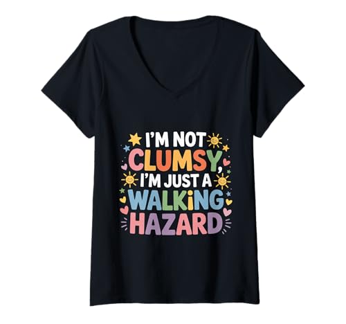 Damen I'm Not Clumsy I'm Just A Walking Hazard Unfall - T-Shirt mit V-Ausschnitt Damen I'm Not Clumsy I'm Just A Walking Hazard Unfall - T-Shirt mit V-Ausschnitt von Ungeschickter Sarkasmus und Humor