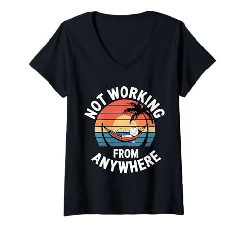 Damen Not Working from Anywhere Reisebrennungsreisender |- T-Shirt mit V-Ausschnitt Damen Not Working from Anywhere Reisebrennungsreisender |- T-Shirt mit V-Ausschnitt von Ungezogene Erkundung von Reisenden