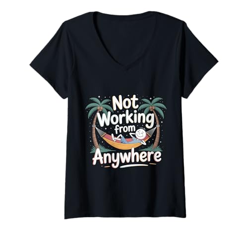 Damen Not Working from Anywhere Reisebrennungsreisender |- T-Shirt mit V-Ausschnitt Damen Not Working from Anywhere Reisebrennungsreisender |- T-Shirt mit V-Ausschnitt von Ungezogene Erkundung von Reisenden