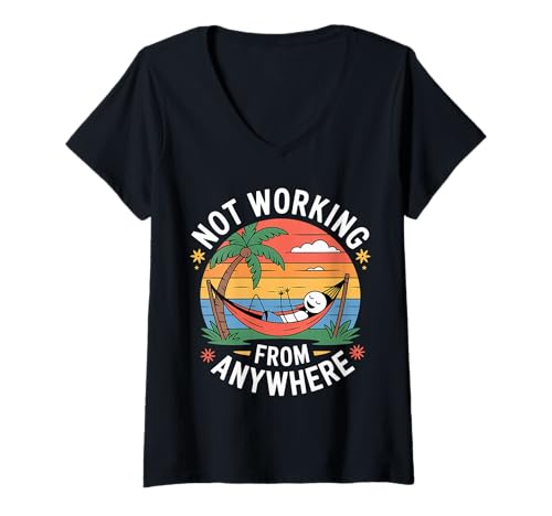 Damen Not Working from Anywhere Reisebrennungsreisender - T-Shirt mit V-Ausschnitt Damen Not Working from Anywhere Reisebrennungsreisender - T-Shirt mit V-Ausschnitt von Ungezogene Erkundung von Reisenden