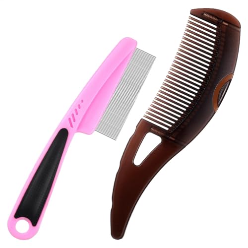 Lice Removal Brush, Lice Comb, Gentle Scalp Massage Lightweight Sturdy Scalp Sweep Comb, 1 Set Lice Pick Brush for Men, Women, Kids, 8.27x1.97"/7.09x1.77" Brown and Pink von Ungtyb