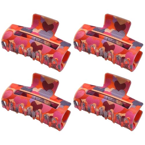 Stylish Heart Pattern Hair Clips, Acrylic Hair Claw Clips, Lightweight Sturdy Large, Versatile Decorative Cute, Non Slip Rectangle Jaw Pin for Thick, Women, 8x4cm von Ungtyb