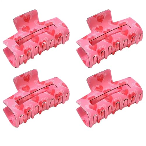 Stylish Heart Pattern Hair Clips, Acrylic Hair Claw Clips, Lightweight Sturdy Large, Versatile Decorative Cute, Non Slip Rectangle Jaw Pin for Thick, Women, 8x4cm von Ungtyb