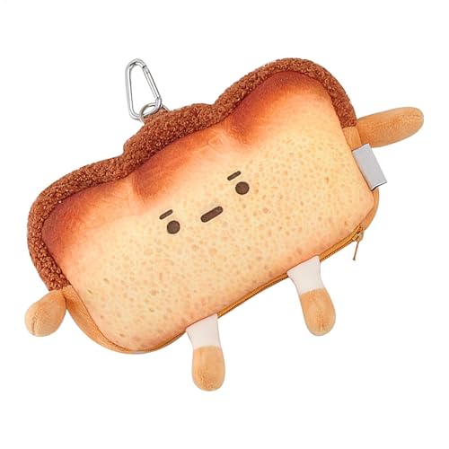 Toast Münzgeldbörse, weicher Reißverschluss Kleingeldtasche, niedlicher Plüsch-Rucksack-Anhänger, Münztasche mit einzigartigem Toast-Design, kompakt und praktisch für Frauen und Mädchen (1 Stück), von Ungtyb