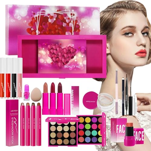 Ungtyb Makeup Kosmetik-Set für Gesicht, Augen und Lippen, für Damen, Lippenstift-Palette, Lidschatten, Rouge, mit Pinsel, für Veranstaltungen, Reisen, Geschenke von Ungtyb