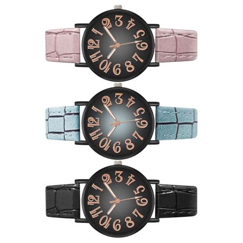 Ungtyb Women's Timepiece, Casual Ladies Watch, Feminine Simple Trendy, Korean Style Watch, Minimalist Natural Girl Timepiece with Large Face for Small Wrists, 1.5inx0.31inx9.65in, Pink, von Ungtyb