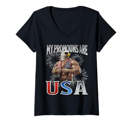 Damen Cringe 4. Juli T-Shirt mit V-Ausschnitt Damen Cringe 4. Juli T-Shirt mit V-Ausschnitt von Unhinged Alpha July Fourth Shirts