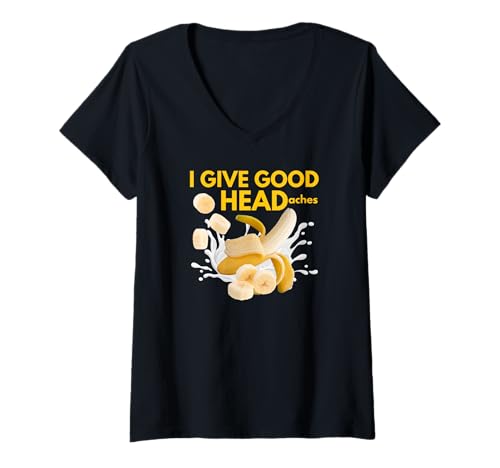 Damen I Give Good Headaches Lustiges unangemessenes Erwachsenen-Humor-Wortspiel T-Shirt mit V-Ausschnitt Damen I Give Good Headaches Lustiges unangemessenes Erwachsenen-Humor-Wortspiel T-Shirt mit V-Ausschnitt von UnhingedHellions