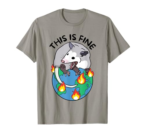 Opossum Screaming This Is Fine Meme Planet On Fire Herren Damen T-Shirt Opossum Screaming This Is Fine Meme Planet On Fire Herren Damen T-Shirt von UnhingedHellions