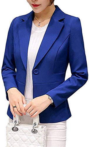 Uni-Wert Damen Blazer Slim Fit Anzugjacke Elegant Langarm Revers Frauen Sakko Einfarbig Kurz Jacke EIN Knopf Blazer Business Anzug Büro Jacke von Uni-Wert