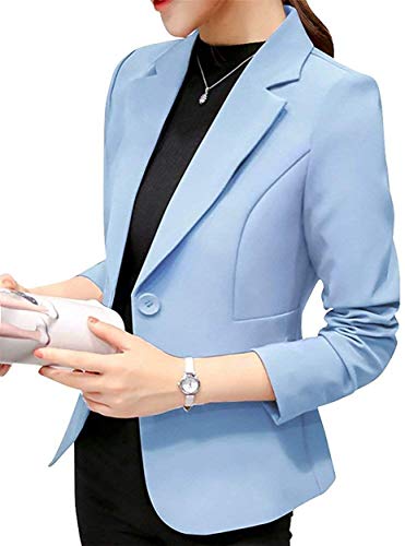 Uni-Wert Damen Blazer Slim Fit Anzugjacke Elegant Langarm Revers Frauen Sakko Einfarbig Kurz Jacke EIN Knopf Blazer Business Anzug Büro Jacke von Uni-Wert