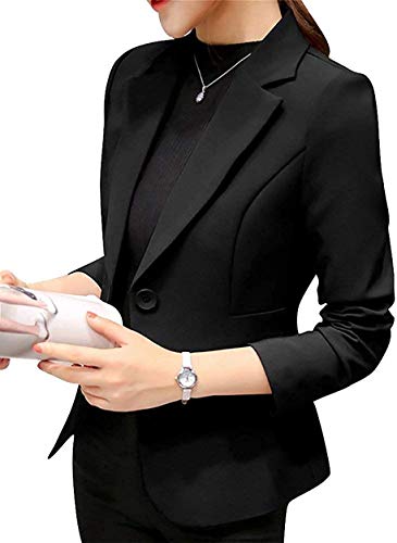 Uni-Wert Damen Blazer Slim Fit Anzugjacke Elegant Langarm Revers Frauen Sakko Einfarbig Kurz Jacke EIN Knopf Blazer Business Anzug Büro Jacke von Uni-Wert