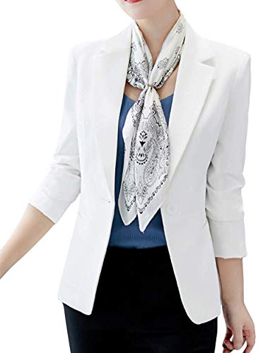 Uni-Wert Damen Blazer Slim Fit Anzugjacke Elegant Langarm Revers Frauen Sakko Einfarbig Kurz Jacke EIN Knopf Blazer Business Anzug Büro Jacke von Uni-Wert